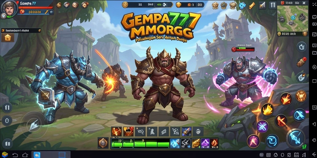 Tangkapan layar GEMPA777 menampilkan aksi seru dalam pertempuran MMORPG.