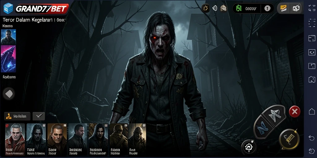 Tangkapan layar gameplay GRAND77BET yang menegangkan dan menyeramkan.