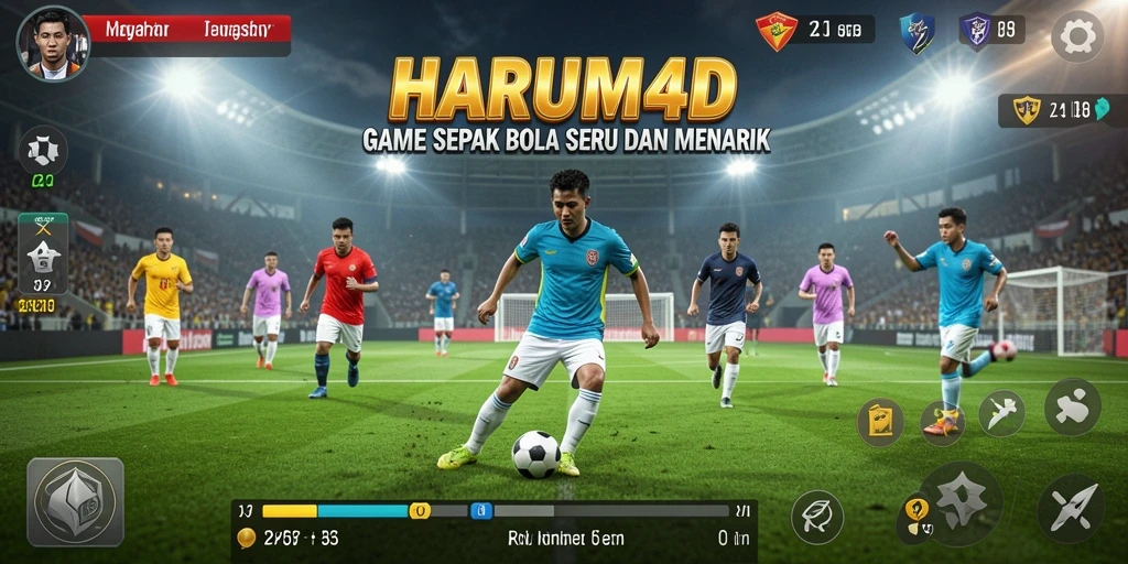 Tampilan gameplay menarik dari HARUM4D dengan aksi sepak bola yang intens.