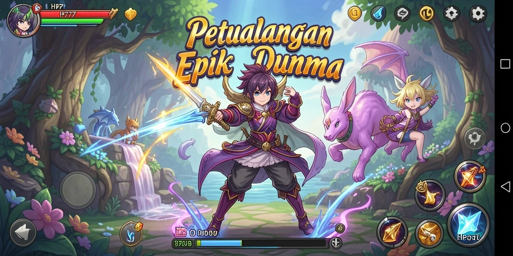 Screenshot gameplay HP777 menunjukkan pertarungan seru antara karakter anime.