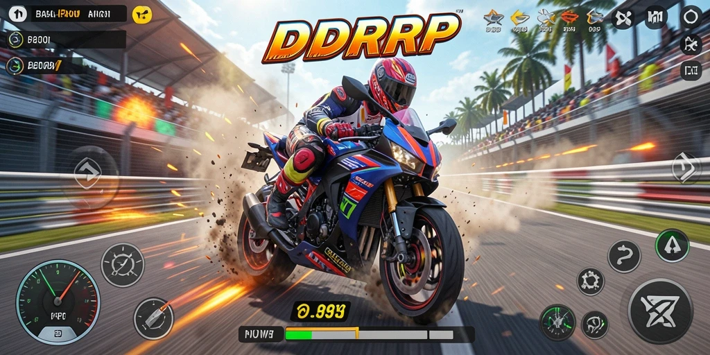 Gameplay balapan motor yang mendebarkan dan grafis yang memukau.