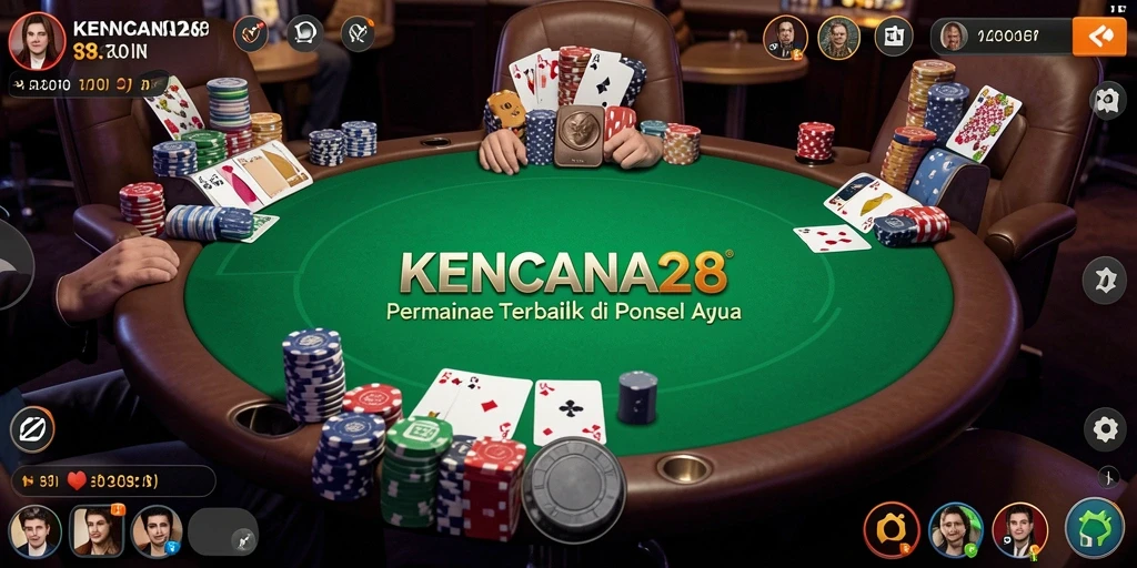 Tampilan gameplay menarik KENCANA28 dengan suasana poker yang seru.