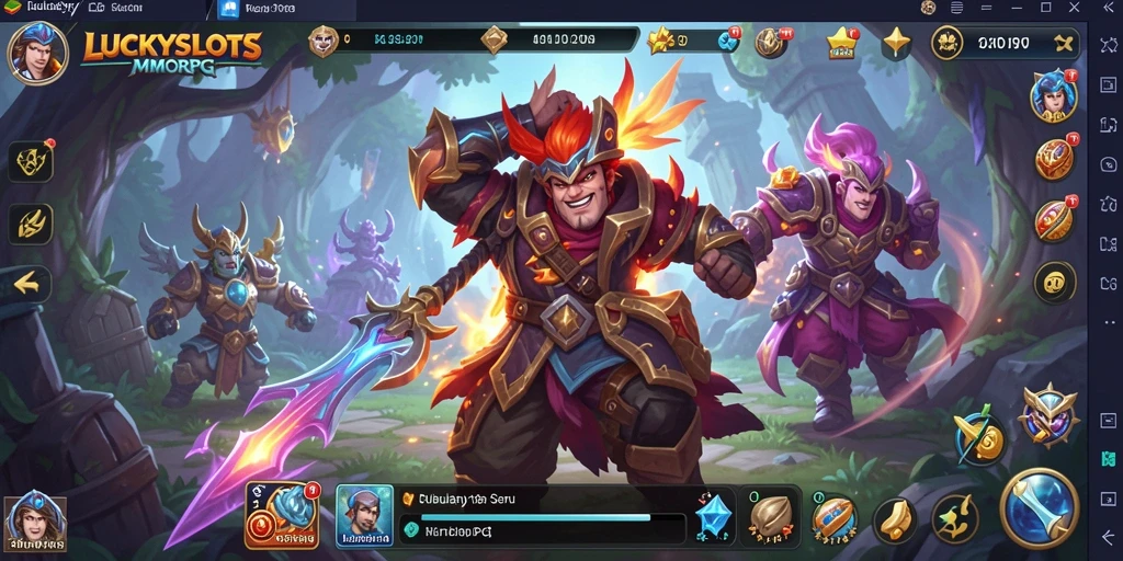 Screenshot LUCKYSLOTS memperlihatkan aksi seru dalam dunia MMORPG yang dinamis.