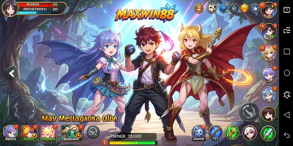 Tangkapan layar gameplay menunjukkan karakter Anime beraksi dalam pertempuran seru.