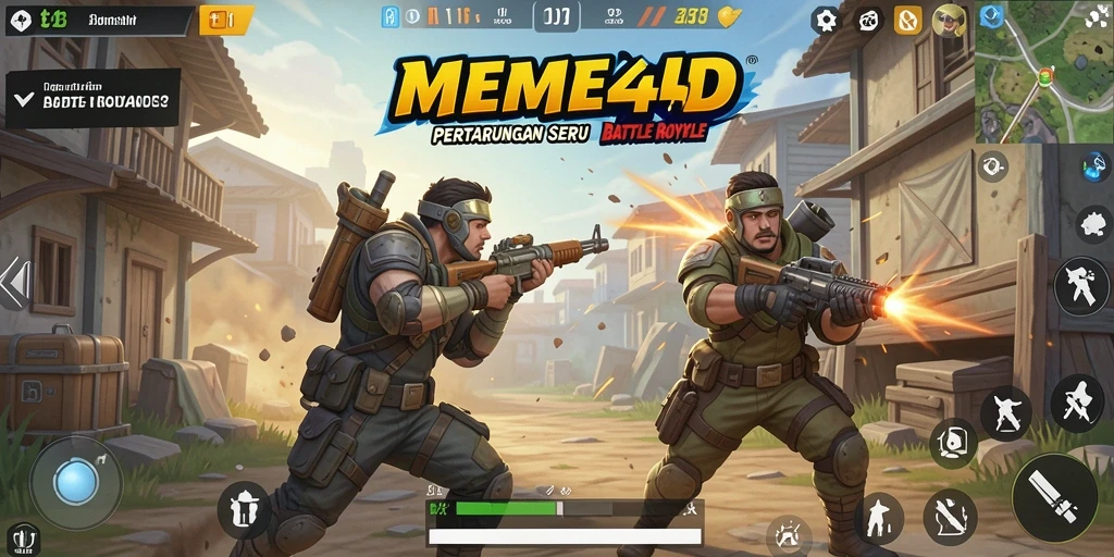 Screenshot utama memperlihatkan aksi seru dalam MOD Battle Royale.