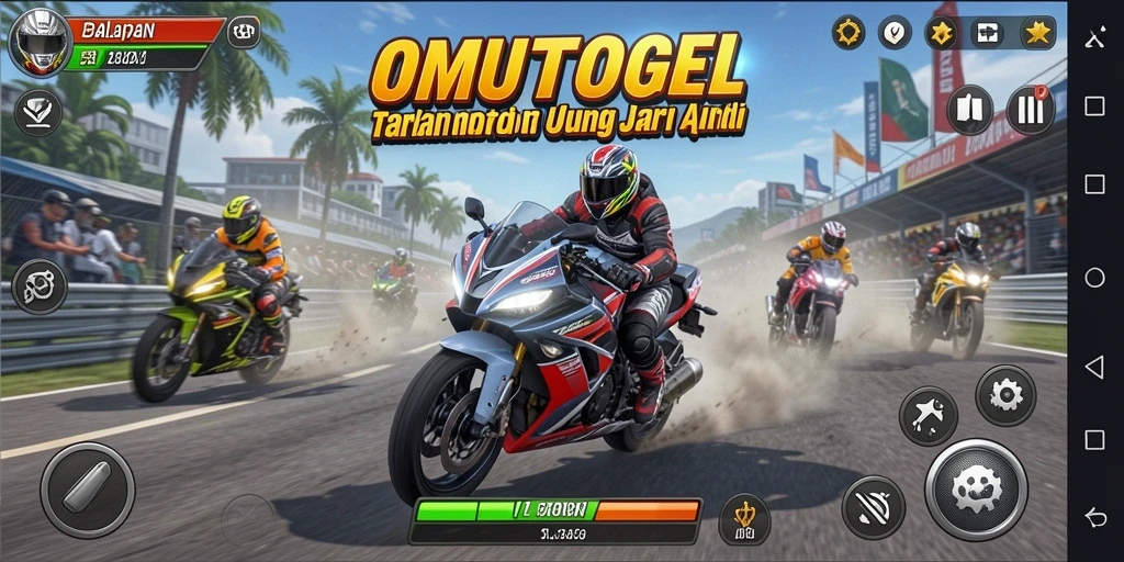 Tampilan balapan motor yang mendebarkan dalam OMUTOGEL.