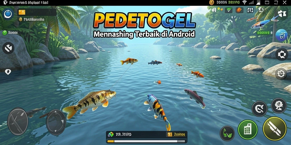 Screenshot gameplay PEDETOGEL menampilkan momen seru saat memancing.