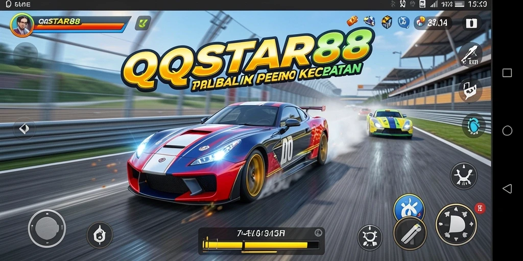 Gameplay balap seru di QQSTAR88 dengan kendaraan cepat dan trek menantang.