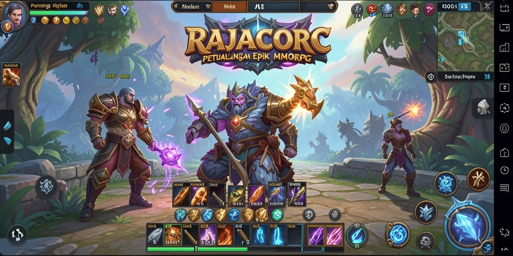 Gameplay epik RAJACORC menampilkan pertarungan mendalam dan eksplorasi dunia fantasi.
