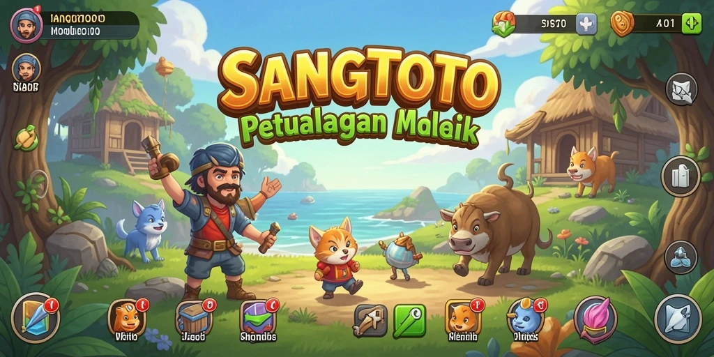 Screenshot gameplay <strong>SANGTOTO</strong> menampilkan karakter beraksi dalam misi idle.
