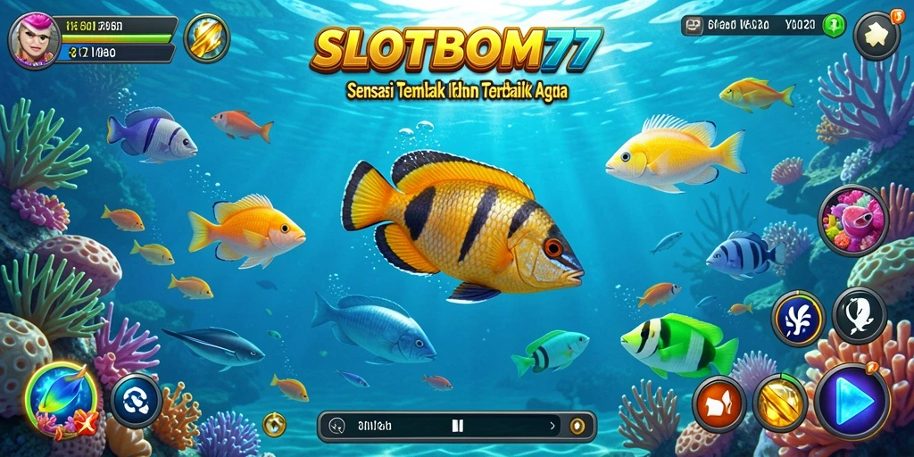 Tampilan gameplay SLOTBOM77 menunjukkan aksi menembak ikan yang seru.